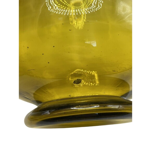Vintage Emploi Yellow Translucent 64 Oz Hand Blown 10" Glass Pitcher Italy Used - Picture 5 of 7